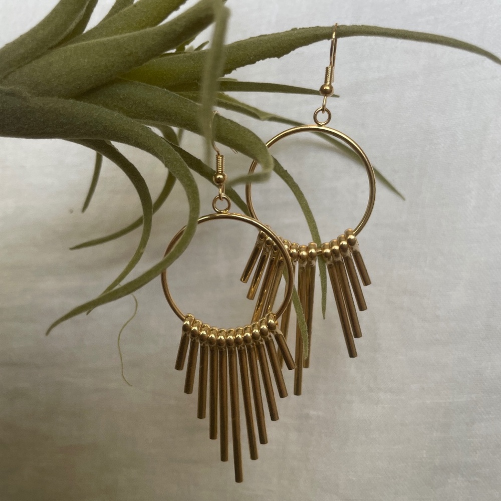 🌟 Buy 2 Pairs, Get One Free, NWT Gold-Tone Tassel Hoop Earrings